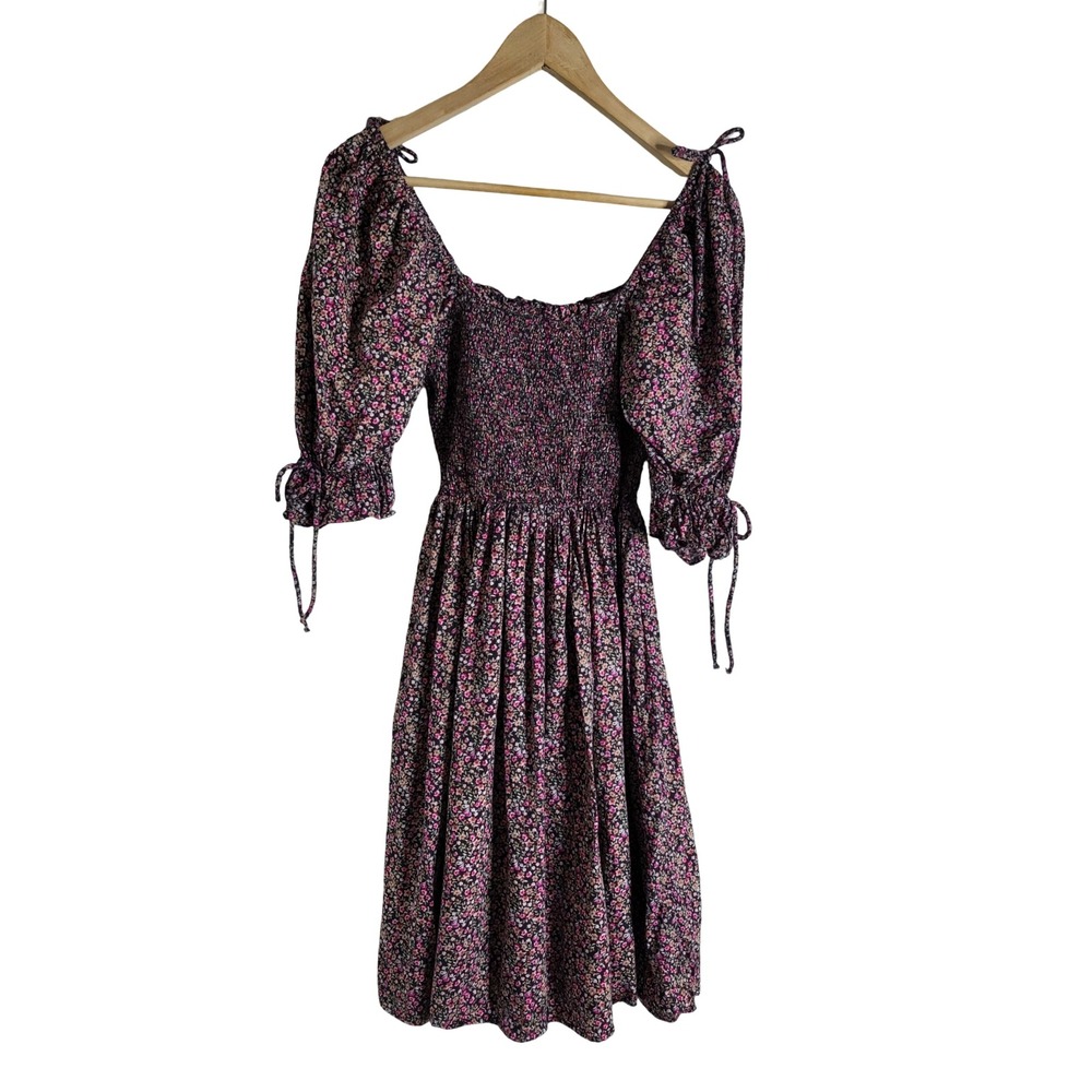 Polago Clothing Floral Smocked Mini Dress Puff Sleeve Pockets
Romantic Feminine